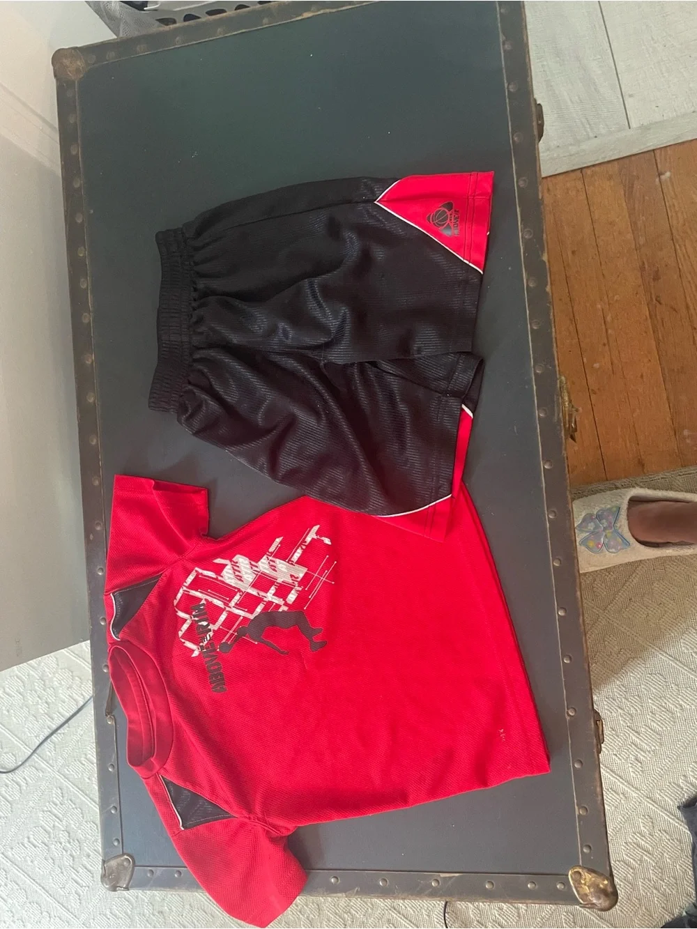 Red and Black Boys Athletic Shirt and Shorts Set